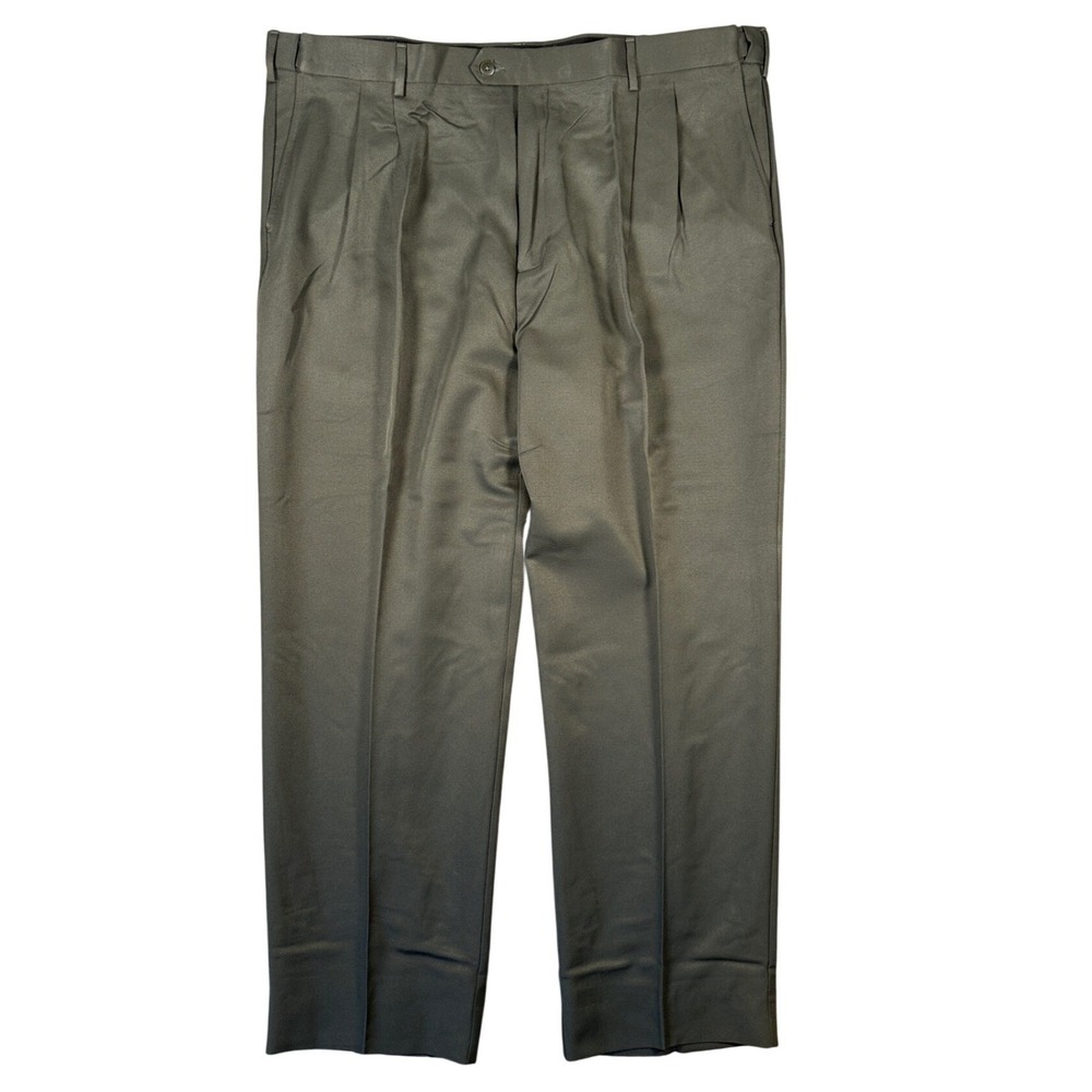 Savane Dress Pants Mens‎ Size 44 Green Pleated Straight Leg 42x33
